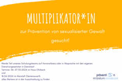 GESUCHT! Multiplikator*innen für den Bereich "Prävention von sexualisierter Gewalt"