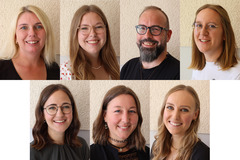 Sendung in den kirchlichen Dienst: Die neuen Gemeindereferent*innen (von links oben): Elke Hoppe, Annika Steinkamp, Daniel Gauda, Rabea Raschke, Louisa Pötter, Franziska Kuhlmann und Jana Maurach. 