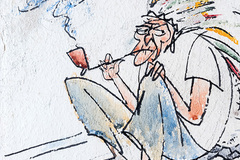 Kunst in Kürze: Fritz Wolf und Konrad Adenauer: Konrad Adenauer in ungewöhnlicher Montur als Indianerhäuptling 