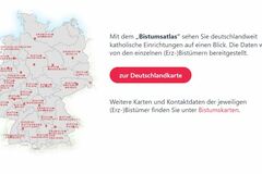 Online-Bistumsatlas zeigt Orte und Aktivitäten der katholischen Kirche in Deutschland: Bistumsatlas